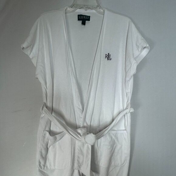 LRL Lauren Ralph Lauren Beach Cover Up Robe Dress medium blue White ladies - Picture 6 of 12